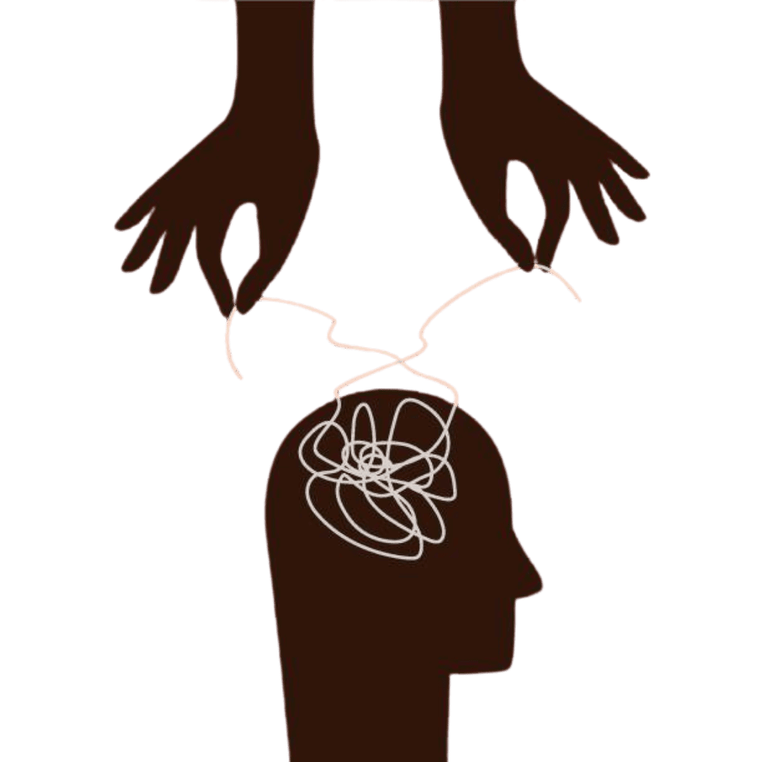 Mãos manipulando os pensamentos de uma pessoa